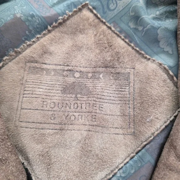 Roundtree & Yorke Suede Jacket Bomber Harrington Leather Brown Men Large Vintage - Picture 4 of 14